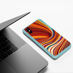 Чехол iPhone XS Max матовый Цветные волны - нейросеть, цвет: 3D-мятный — фото 2