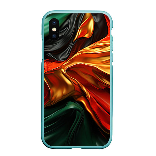 Чехол iPhone XS Max матовый Оранжевая и зеленый абстракция / 3D-Мятный – фото 1