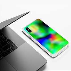 Чехол iPhone XS Max матовый Психоделический неоновый градиент, цвет: 3D-белый — фото 2