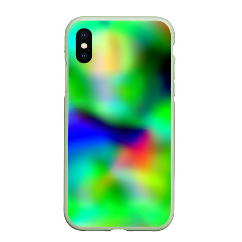 Чехол iPhone XS Max матовый Психоделический неоновый градиент / 3D-Салатовый – фото 1