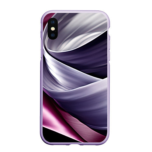 Чехол iPhone XS Max матовый Абстрактные волнистые полосы / 3D-Светло-сиреневый – фото 1
