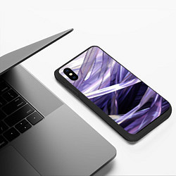 Чехол iPhone XS Max матовый Фиолетовые прозрачные полосы, цвет: 3D-черный — фото 2