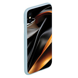 Чехол iPhone XS Max матовый Черная и оранжевая материя, цвет: 3D-голубой — фото 2