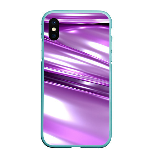 Чехол iPhone XS Max матовый Нежные фиолетовые полосы абстракта / 3D-Мятный – фото 1