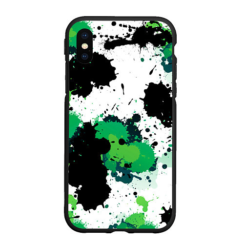 Чехол iPhone XS Max матовый Яркие брызги красок / 3D-Черный – фото 1