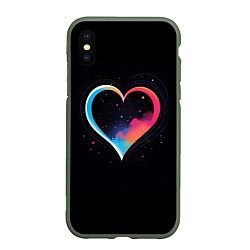 Чехол iPhone XS Max матовый Сердце в облаках, цвет: 3D-темно-зеленый