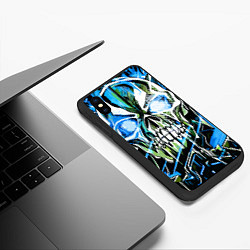 Чехол iPhone XS Max матовый Синий адский череп, цвет: 3D-черный — фото 2