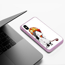 Чехол iPhone XS Max матовый Лев в стиле аниме, цвет: 3D-сиреневый — фото 2