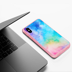 Чехол iPhone XS Max матовый Цветные разводы акварели, цвет: 3D-баблгам — фото 2