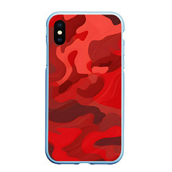 Чехол iPhone XS Max матовый Красный камуфляж крупный, цвет: 3D-голубой