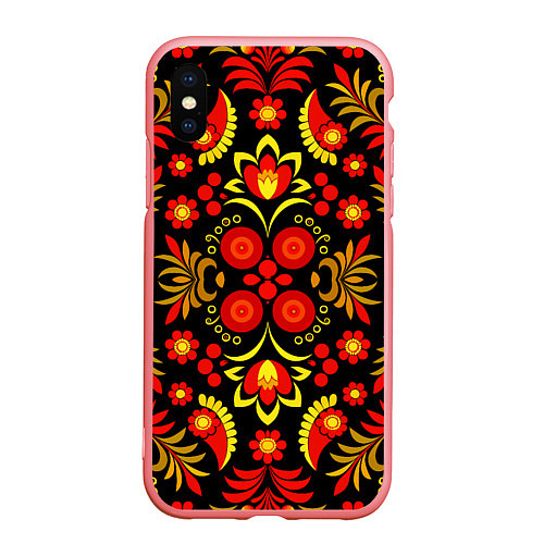 Чехол iPhone XS Max матовый Хохломской народный орнамент - Россия / 3D-Баблгам – фото 1