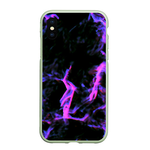 Чехол iPhone XS Max матовый Неоновая текстура разрывы текстура / 3D-Салатовый – фото 1