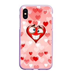 Чехол iPhone XS Max матовый Влюбленный взляд сердца, цвет: 3D-сиреневый