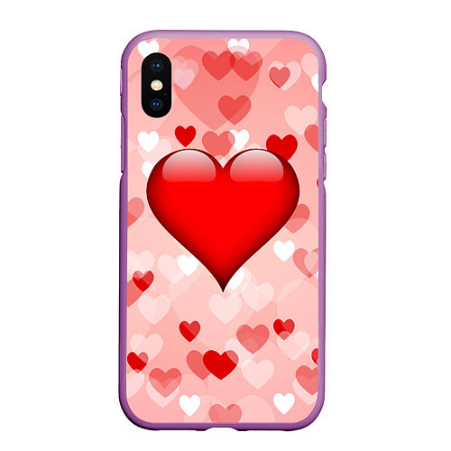 Чехол iPhone XS Max матовый Огромное сердце / 3D-Фиолетовый – фото 1
