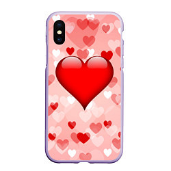 Чехол iPhone XS Max матовый Огромное сердце, цвет: 3D-светло-сиреневый