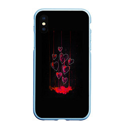 Чехол iPhone XS Max матовый Раненые сердца, цвет: 3D-голубой