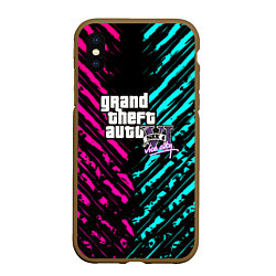 Чехол iPhone XS Max матовый GTA6 vice city game, цвет: 3D-коричневый