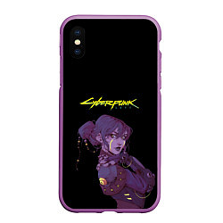 Чехол iPhone XS Max матовый Девушка из cyberpunk, цвет: 3D-фиолетовый