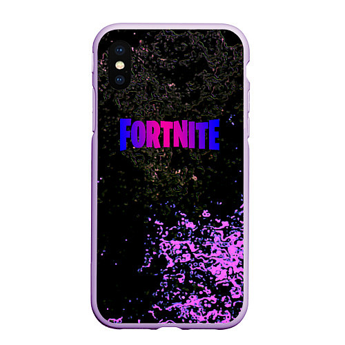 Чехол iPhone XS Max матовый Fortnite неоновый краски / 3D-Сиреневый – фото 1