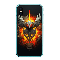 Чехол iPhone XS Max матовый Огненный символ орла, цвет: 3D-мятный