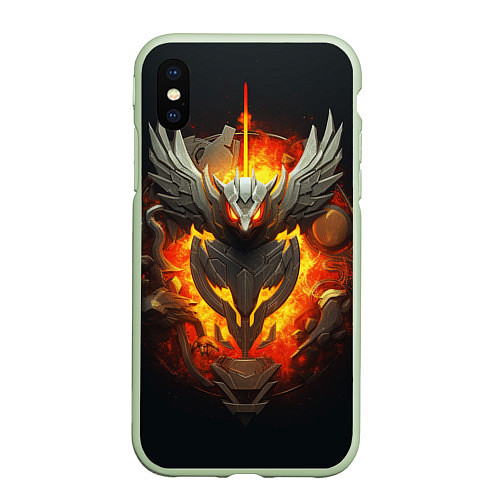 Чехол iPhone XS Max матовый Огненный символ орла / 3D-Салатовый – фото 1
