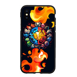 Чехол iPhone XS Max матовый Символы покемона, цвет: 3D-черный