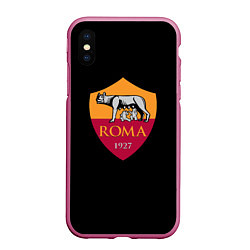 Чехол iPhone XS Max матовый Roma fc club sport, цвет: 3D-малиновый