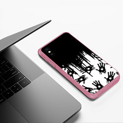 Чехол iPhone XS Max матовый Death Stranding отпечатки рук, цвет: 3D-малиновый — фото 2