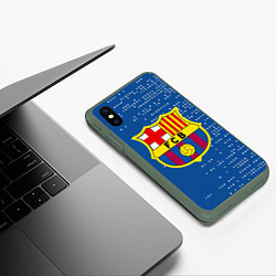 Чехол iPhone XS Max матовый Футбольный клуб Барселона - логотип крупный, цвет: 3D-темно-зеленый — фото 2