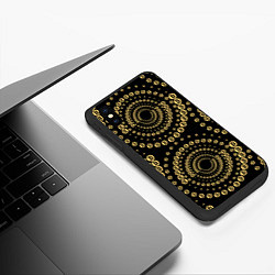 Чехол iPhone XS Max матовый Золотой Биткоин на черном, цвет: 3D-черный — фото 2
