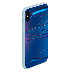 Чехол iPhone XS Max матовый Неоновая поверхность синяя с каплями воды, цвет: 3D-голубой — фото 2