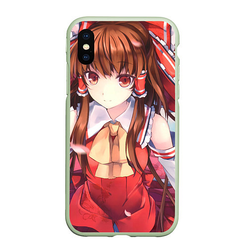 Чехол iPhone XS Max матовый Touhou Project Рейму Cute / 3D-Салатовый – фото 1