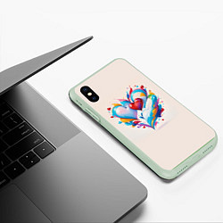 Чехол iPhone XS Max матовый Пара сердец, цвет: 3D-салатовый — фото 2