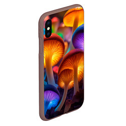 Чехол iPhone XS Max матовый Неоновые светящиеся грибы, цвет: 3D-коричневый — фото 2