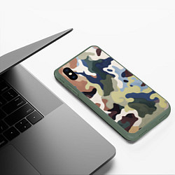 Чехол iPhone XS Max матовый Камуфляж милитари, цвет: 3D-темно-зеленый — фото 2