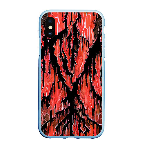 Чехол iPhone XS Max матовый Красный разлом / 3D-Голубой – фото 1