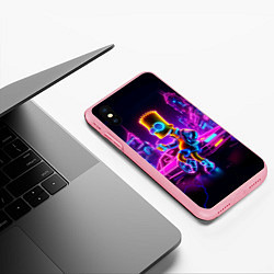 Чехол iPhone XS Max матовый Барт Симпсон сидит на тачке Делориан, цвет: 3D-баблгам — фото 2