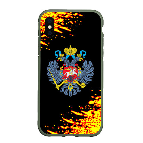 Чехол iPhone XS Max матовый Герб краски россия / 3D-Темно-зеленый – фото 1