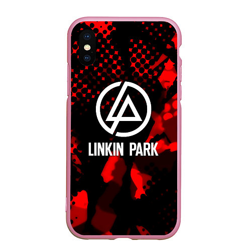 Чехол iPhone XS Max матовый Linkin park краски текстуры / 3D-Розовый – фото 1