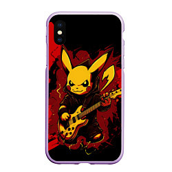 Чехол iPhone XS Max матовый Устрашаюший покемон с гитарой, цвет: 3D-сиреневый