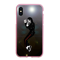 Чехол iPhone XS Max матовый Michael Jackson в прыжке, цвет: 3D-розовый