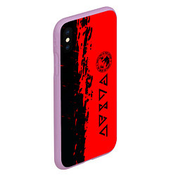 Чехол iPhone XS Max матовый Ведьмак краска абстракция, цвет: 3D-сиреневый — фото 2