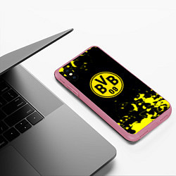 Чехол iPhone XS Max матовый Borussia краски жёлтые, цвет: 3D-малиновый — фото 2