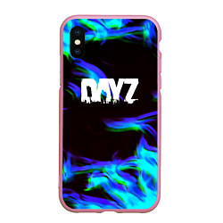 Чехол iPhone XS Max матовый Dayz огонь синий, цвет: 3D-розовый