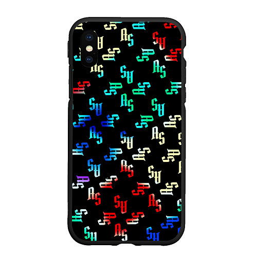 Чехол iPhone XS Max матовый Перелив радуги / 3D-Черный – фото 1