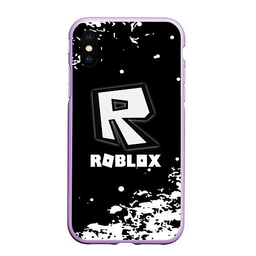 Чехол iPhone XS Max матовый Roblox белая краска / 3D-Сиреневый – фото 1