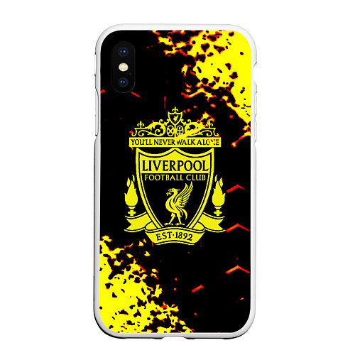 Чехол iPhone XS Max матовый Liverpool жёлтые краски текстура / 3D-Белый – фото 1