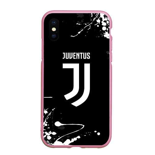 Чехол iPhone XS Max матовый Juventus краски белые / 3D-Розовый – фото 1