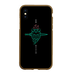 Чехол iPhone XS Max матовый Japanese demon Oni, цвет: 3D-коричневый