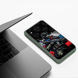 Чехол iPhone XS Max матовый Русский солдат, цвет: 3D-темно-зеленый — фото 2